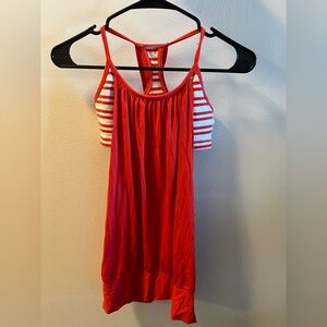Lululemon Athletica Red and White Tank Top with Built in Bra